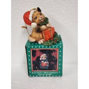 Kitten Ornament With Gift Box CMP Vintage For Christmas Tree